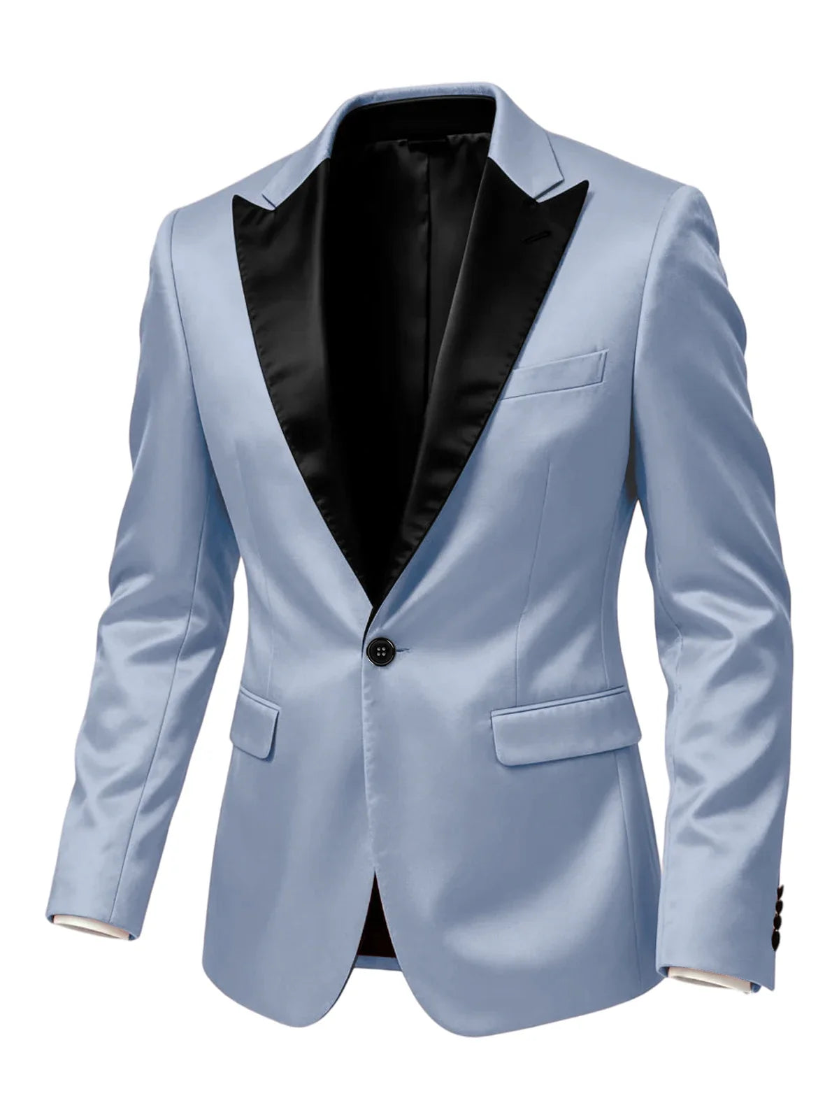 Men'sn Satin Tuxedo Blazer Black Peak Lapel One Button Slim Fit Suit Jacket Formal Business Casual Suit For Wedding Party Prom