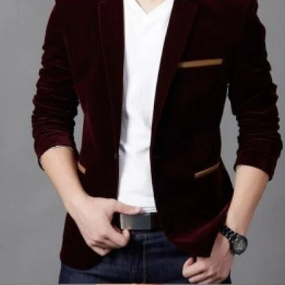 Men's Slim Fit Korean Style Blazer Autumn Winter Formal Suit Jacket Trendy Youth Business Casual Top