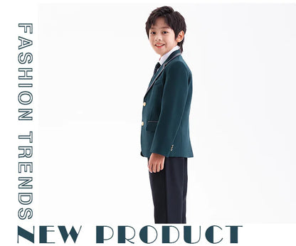 Boys Green Blazers Pants School Uniform Girls Jacket Skirt Shirt Tie Suits Kids Formal Dress Tuxedo Children Student Clothes Set