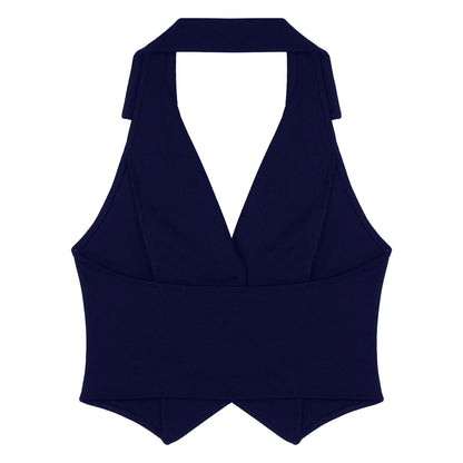Elegant Women's Halter Vests Sleeveless Suits Waistcoat Mujer OL Office Ladies Crop Top for Business Commuting Formal Clothes