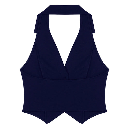 Elegant Women's Halter Vests Sleeveless Suits Waistcoat Mujer OL Office Ladies Crop Top for Business Commuting Formal Clothes