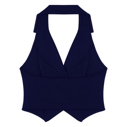 Elegant Women's Halter Vests Sleeveless Suits Waistcoat Mujer OL Office Ladies Crop Top for Business Commuting Formal Clothes