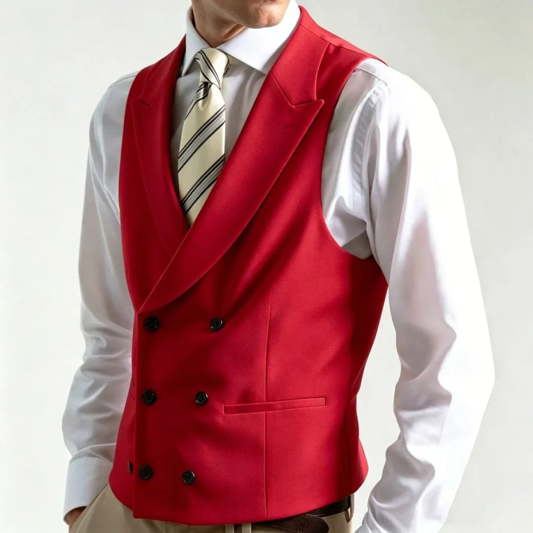 Men's Double Breasted Formal Vest – Tailored Waistcoat for Weddings & Business