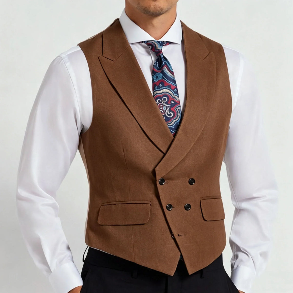 Men's Formal Vest Double Breasted Waistcoat for Weddings Banquets and Business