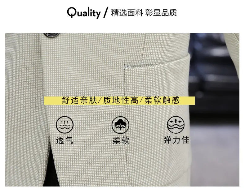 Blazer: An Outdoor Fashion Business Gentleman Pure Color Wedding Host Slim-fit Casual Korean-style Versatile Men Fleece Blazer