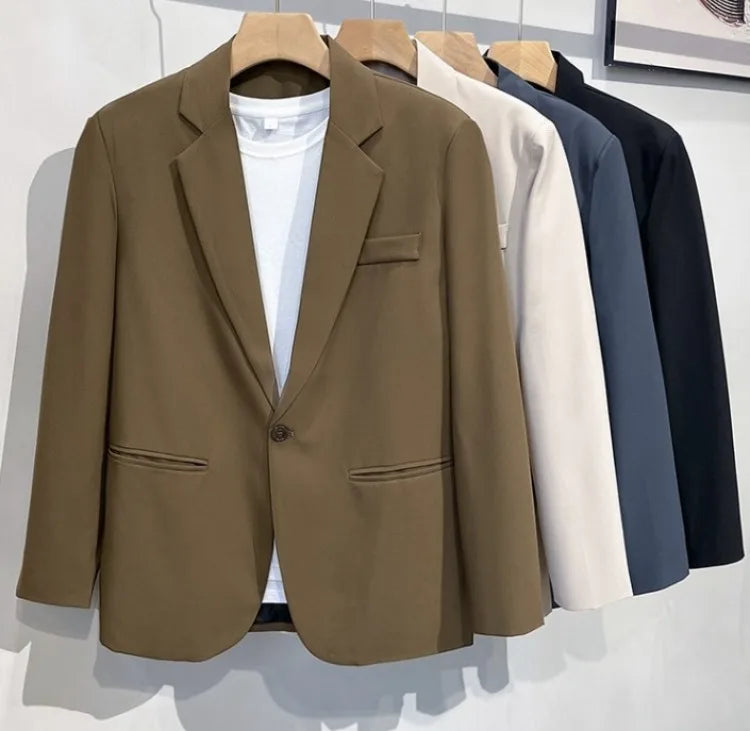 Men 2026 Korean Style Loose Blazer Spring Autumn Versatile Casual Suit Jacket Trendy Handsome Outerwear