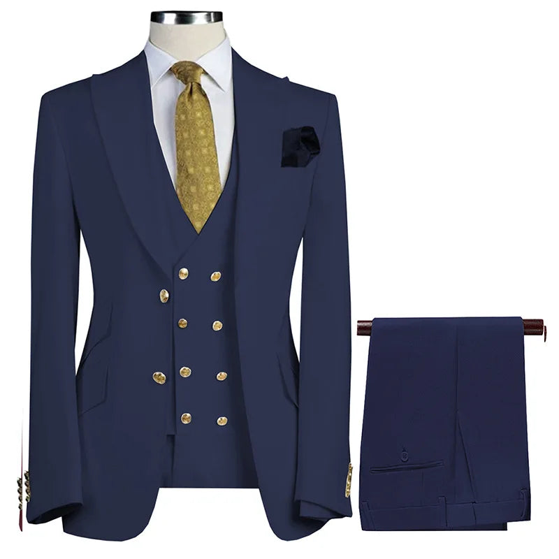  Men Suit 3 Pieces Beige With Lapel Solid For Business Banquet Wedding Groom Daily Tuxedo Office Suit Jacket Vest With Pants