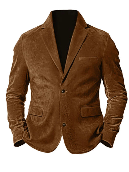 Men's Faux Suede Jackets Casual Retro Formal Coats for Men Fashion Slim Fit Jacket Comfortable Commuter Clothing