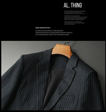 2026 Striped Casual Business Suit Jacket for Men High Quality Slim Fit Office Social Blazers Wedding Host Formal Coats M-4XL