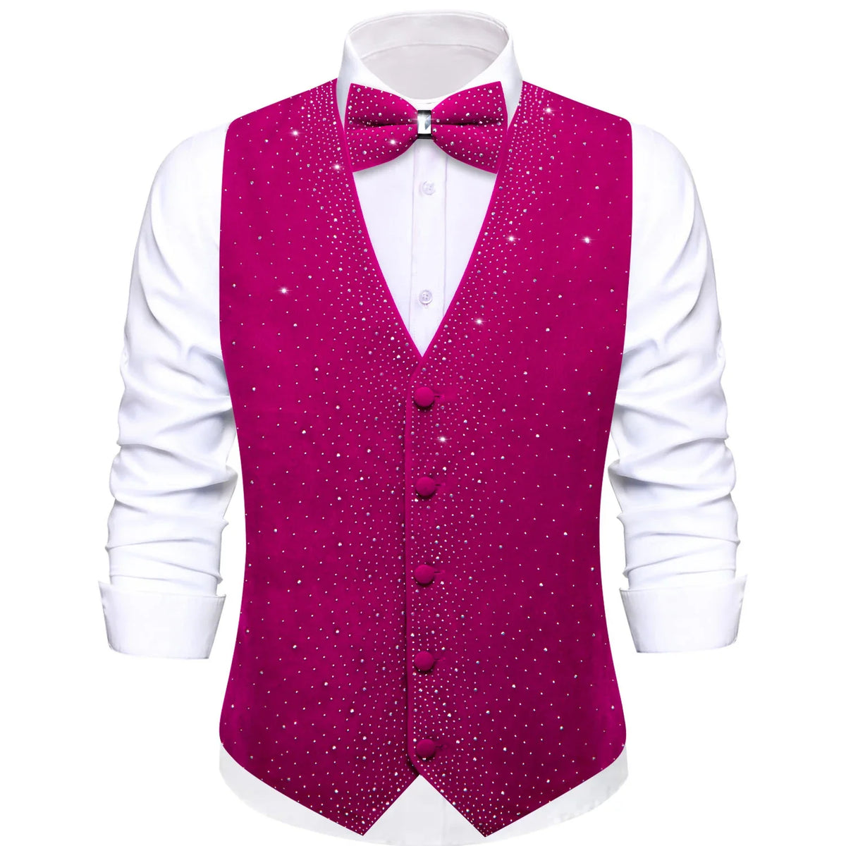 Men's Glitter Vest with Matching Bow Tie – Sparkly Sequin Style for Parties, Proms & Festive Events