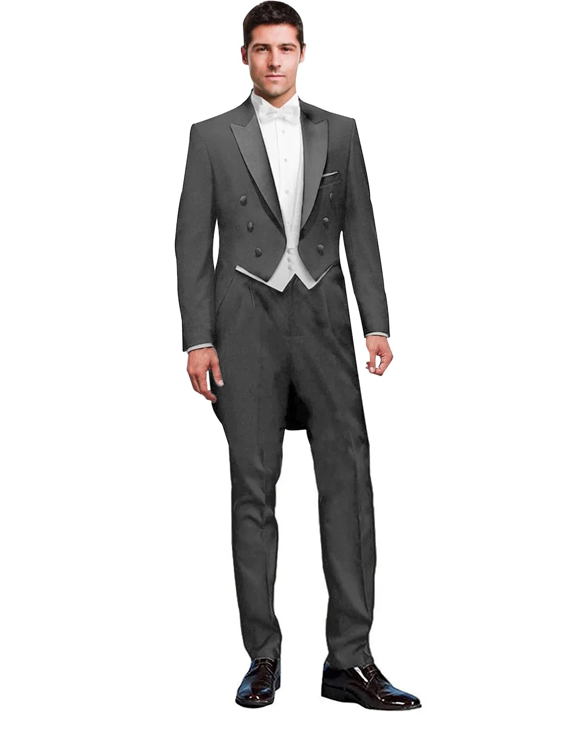 Costume 3 Pièces Solide pour Homme, Smoking de Mariage, Blazer Long, Garçon d'Honneur, Bal de Promo, Costume Masculin Tendance (Veste+Gilet+Pantalon)