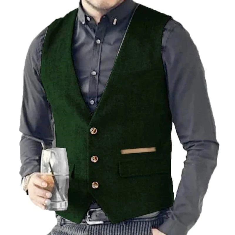 Men's Formal Vest Single Breasted Tweed Herringbone for Weddings & Banquets