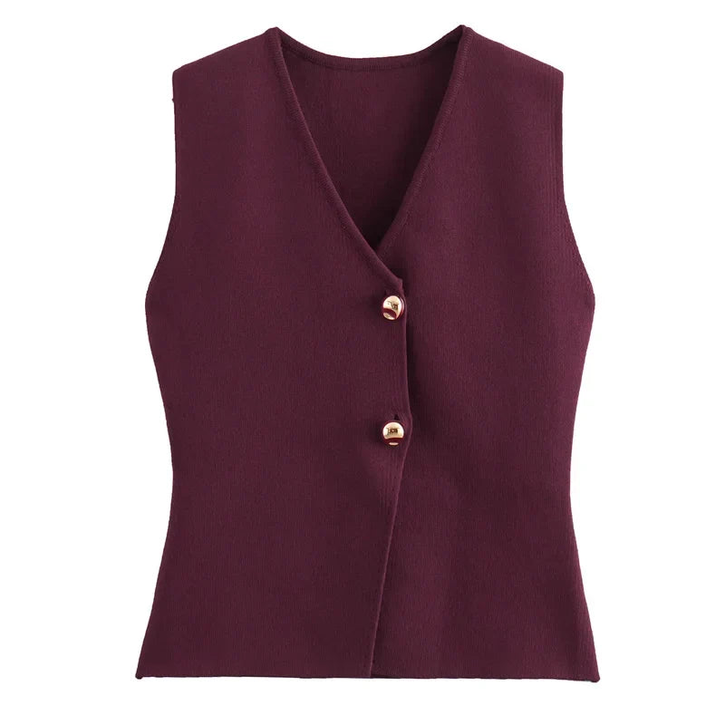 Cropped Knit Vest For Women Spring Sleeveless Vest Woman Fashion Slim Black Vest Elegant Solid Knitted Sweater Vests Top