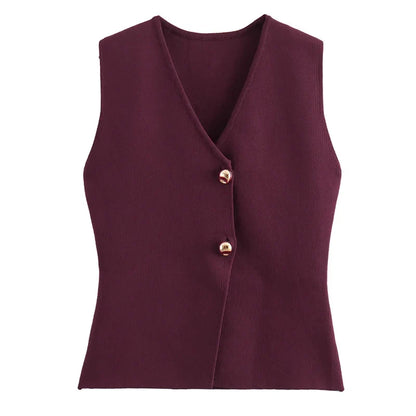 Womens Vest Sleeveless Knit Vest Women Outerwears Autumn Cropped Black Blue Vest Woman Elegant Off White Red Sweater Vests