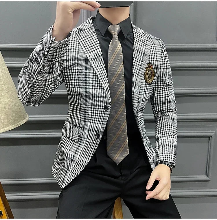 Blazer Masculino Men's Fashion Business Casual Professional Dress Wedding Gentleman Hosts The British Style Slim-fit Suit Blazer