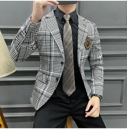 Blazer Masculino Men's Fashion Business Casual Professional Dress Wedding Gentleman Hosts The British Style Slim-fit Suit Blazer