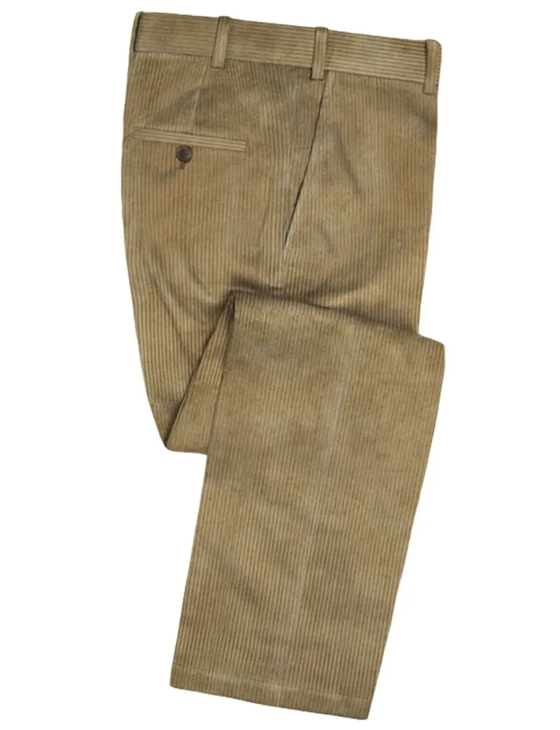 Costume Homme en Velours Côtelé Kaki Coupe Ajustée Revers Cranté Deux Boutons Blazer Pantalon Mariage Marié Smoking Ensemble 2 Pièces Affaires (Veste+Pantalon)