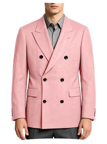 Men's Business Casual Linen Formal Suit Slim-fit Double-breasted Wedding Groom's Dress Party Daily Commuting