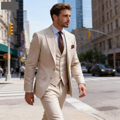 Men's 3-Piece Slim Fit Suit – Blazer, Vest & Pants Set for Wedding & Business