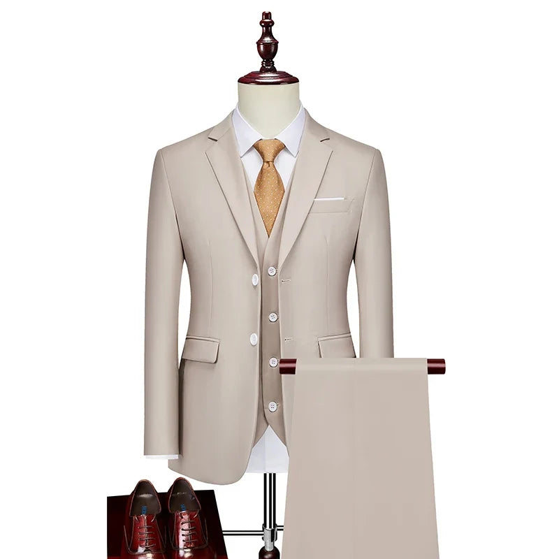Men's Three-Piece Suit – Slim Fit Wedding & Business Formal Suit with Vest and Trousers