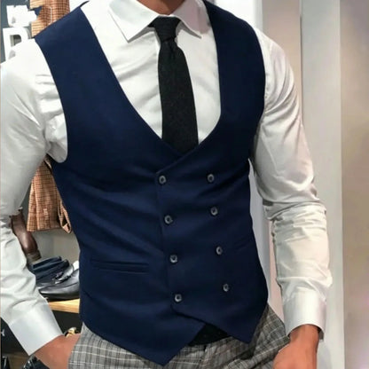 Men's Formal Double-Breasted Vest for Weddings & Daily Wear