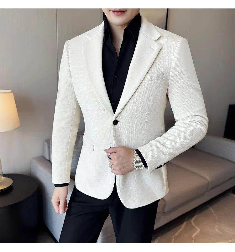 2025 Autumn Winter Velvet Suit Jacket Men Casual Business Blazers Wedding Groom Social Banquet Party Formal Blazer Men Clothing