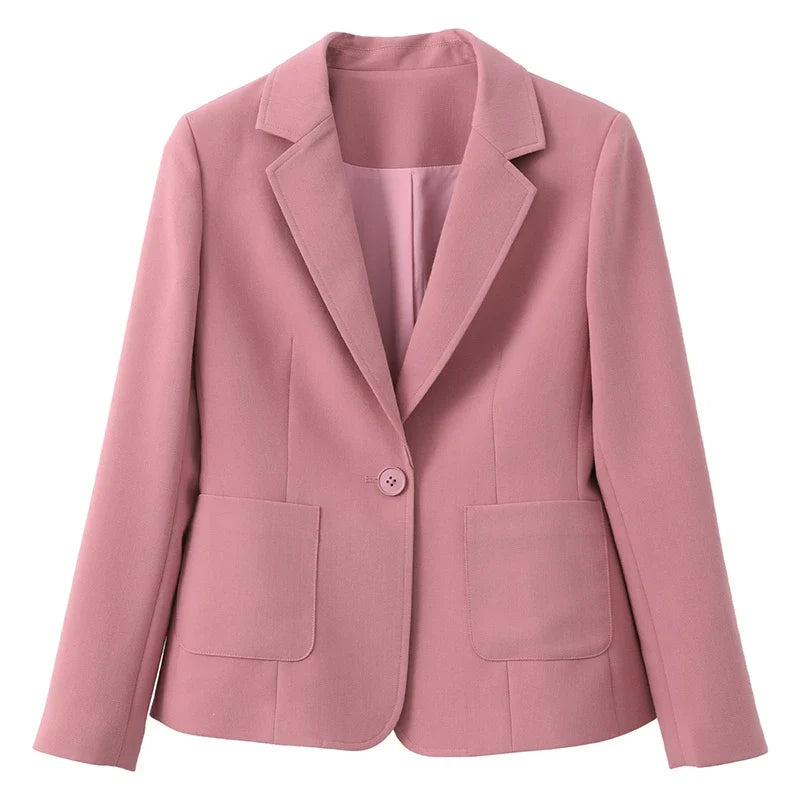 2026 Autumn Blazers Jacket for Women Elegant Korean Fashion Short Slim Jacket Solid Long Sleeve Work Office Blazers V7876