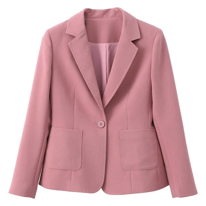2026 Autumn Blazers Jacket for Women Elegant Korean Fashion Short Slim Jacket Solid Long Sleeve Work Office Blazers V7876