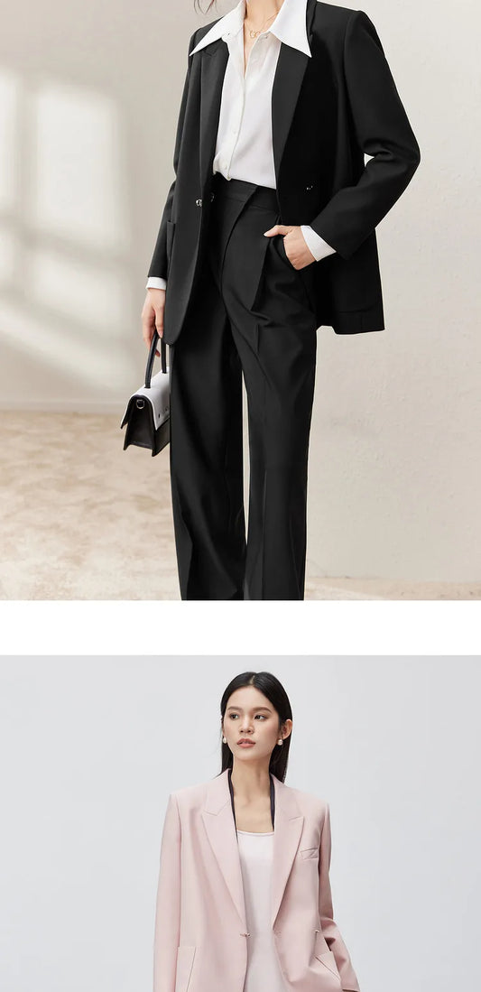 Black Tailoring Blazer for Women 2026 Spring Autumn Fall Fashion Elegant Suit Jacket Commute Clothes Ladies 153XC3230X