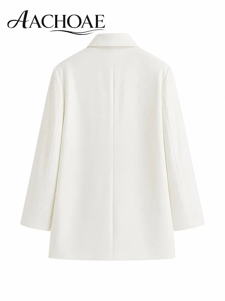 Women Double Breasted Blazer Elegant Office Lady Suit Jacket Oversized Casual Long Sleeve Blazer Spring Autumn Outerwear