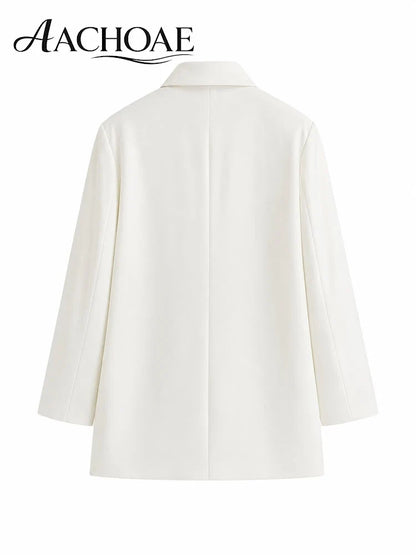 Women Double Breasted Blazer Elegant Office Lady Suit Jacket Oversized Casual Long Sleeve Blazer Spring Autumn Outerwear