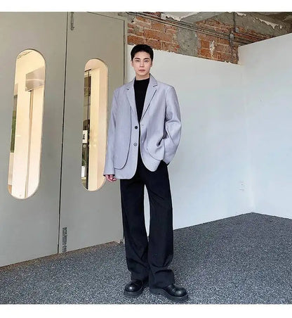 Men's British Dandy Style Blazer, Premium Textured Casual Suit Jacket, Structured Shoulders Light Mature Fashion Coat for Autumn