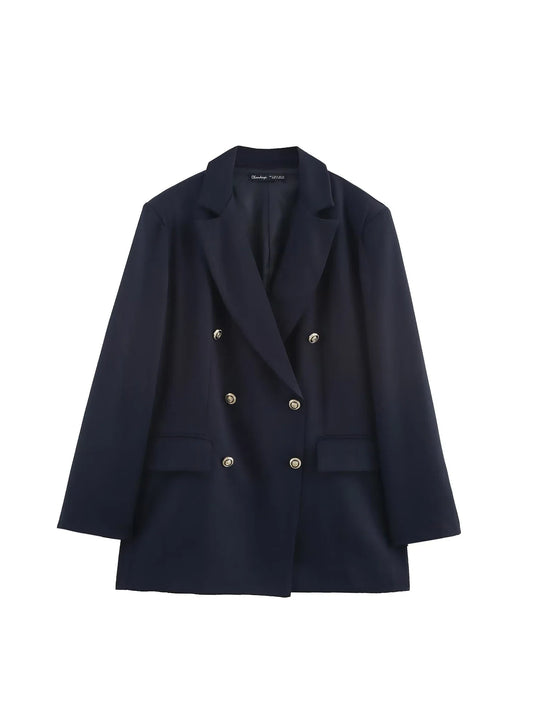 Women Black Gothic Emo Blazer Jacket Vintage Y2k 2000s Double Breasted Long Sleeve Oversize Outerwear Harajuku Suit Coat Autumn