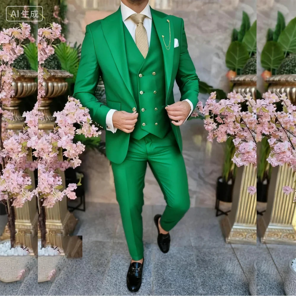 Men's Single Breasted 3-Piece Suit Set – Jacket, Pants & Vest | Multi-Color Formal & Casual Wear
