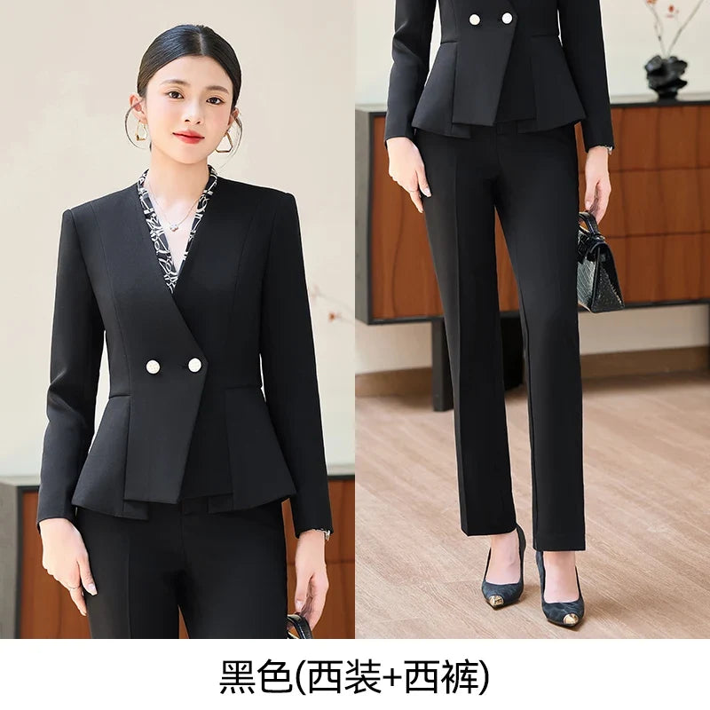 Fashionable professional women's two-piece pant+blazers. Slim fit, elegant  comfortable. 2025 autumn winter new styles