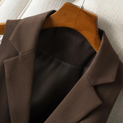 Brown Suit Vest for Women Spring and Autum Short Single-Breasted Slim Workplace Elegant Sleeveless Top Jacket