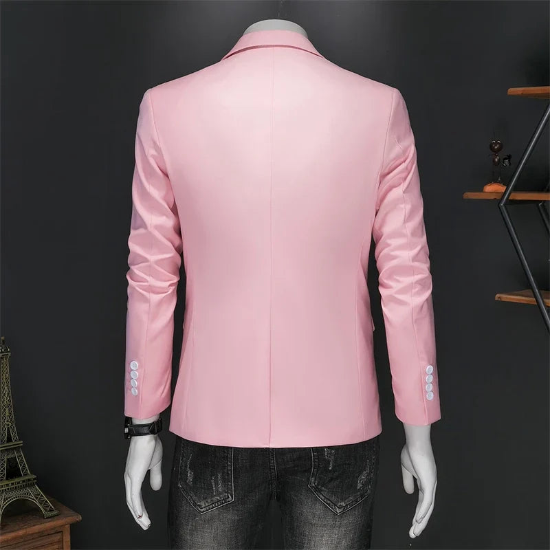 Men's Slim Fit Single-Breasted Blazer for Business Casual and Wedding Occasions