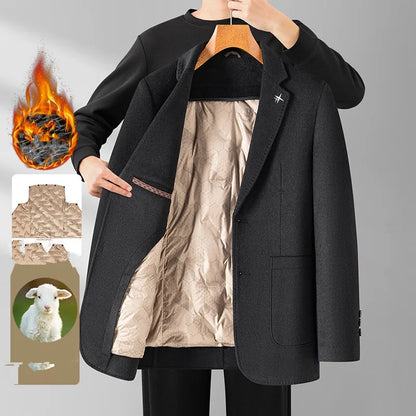 Men's Double-Sided Wool Blend Blazer Coat with Detachable Inner – Smart Casual