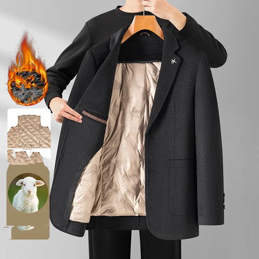 Men's Double-Sided Wool Blend Blazer Coat with Detachable Inner – Smart Casual