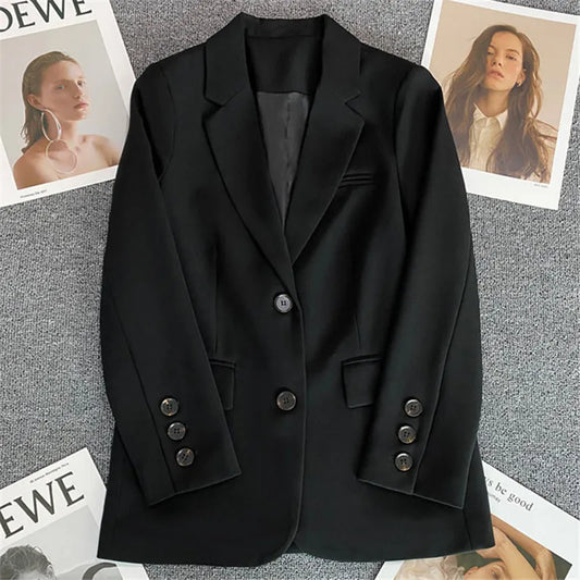 Women's Winter Jacket New Office Lady Blazer Thin Autumn Vintage Casual Loose Small Suit Thin Elegant Outwear 2024 Trendy Blazer