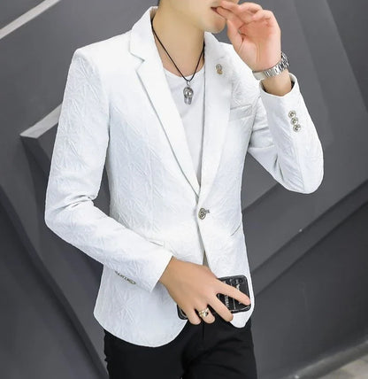 Men's Slim Fit Blazer – Single Button Casual Suit Jacket for Autumn & Winter
