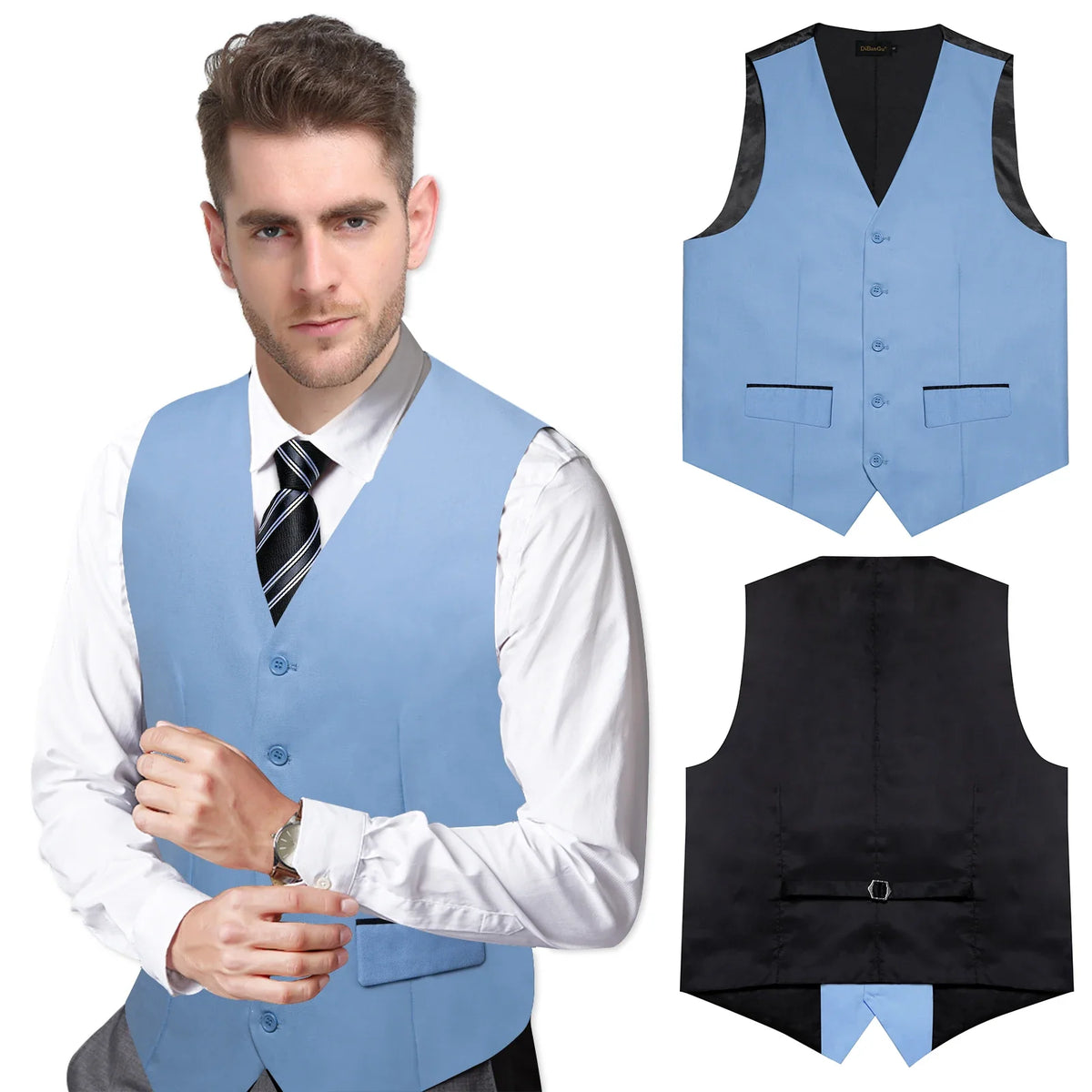 Men's Suit Vest – Solid Formal Waistcoat for Wedding, Party & Business Wear