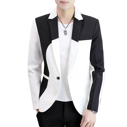 Fashion Splicing Men Blazers Slim Fit Business Casual Suit Jacket Handsome Wedding Groom Social Dress Coat Costume Homme 2022
