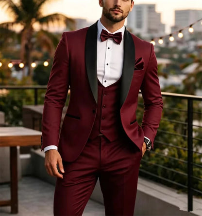 Men's 3-Piece Suit Set – Single Breasted Wedding & Business Formal Jacket, Vest & Pants