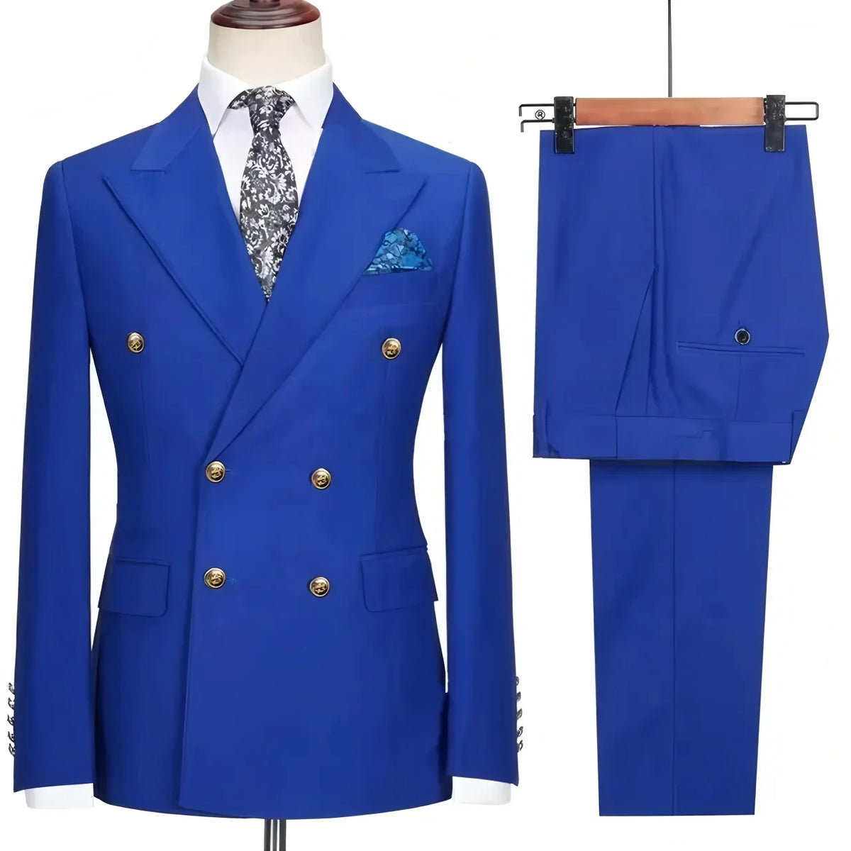 Men's Double Breasted Slim Fit Suit Set for Wedding and Formal Occasions – Multi-Color
