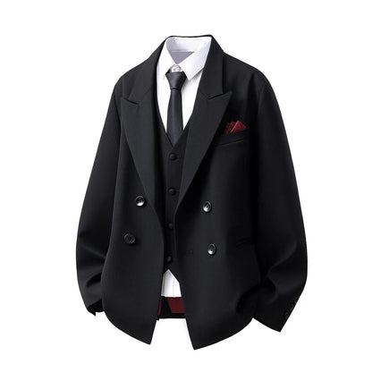 Double Breasted Clothes for Man Blazer Homme Luxe High Quality Luxury Corsage Designer Mens Black Elegant Chaqueta Formal Hombre