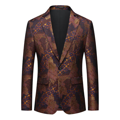 Men's Printed Suit Jacket – Paisley Floral Single Breasted Party Blazer for Men – Plus Size