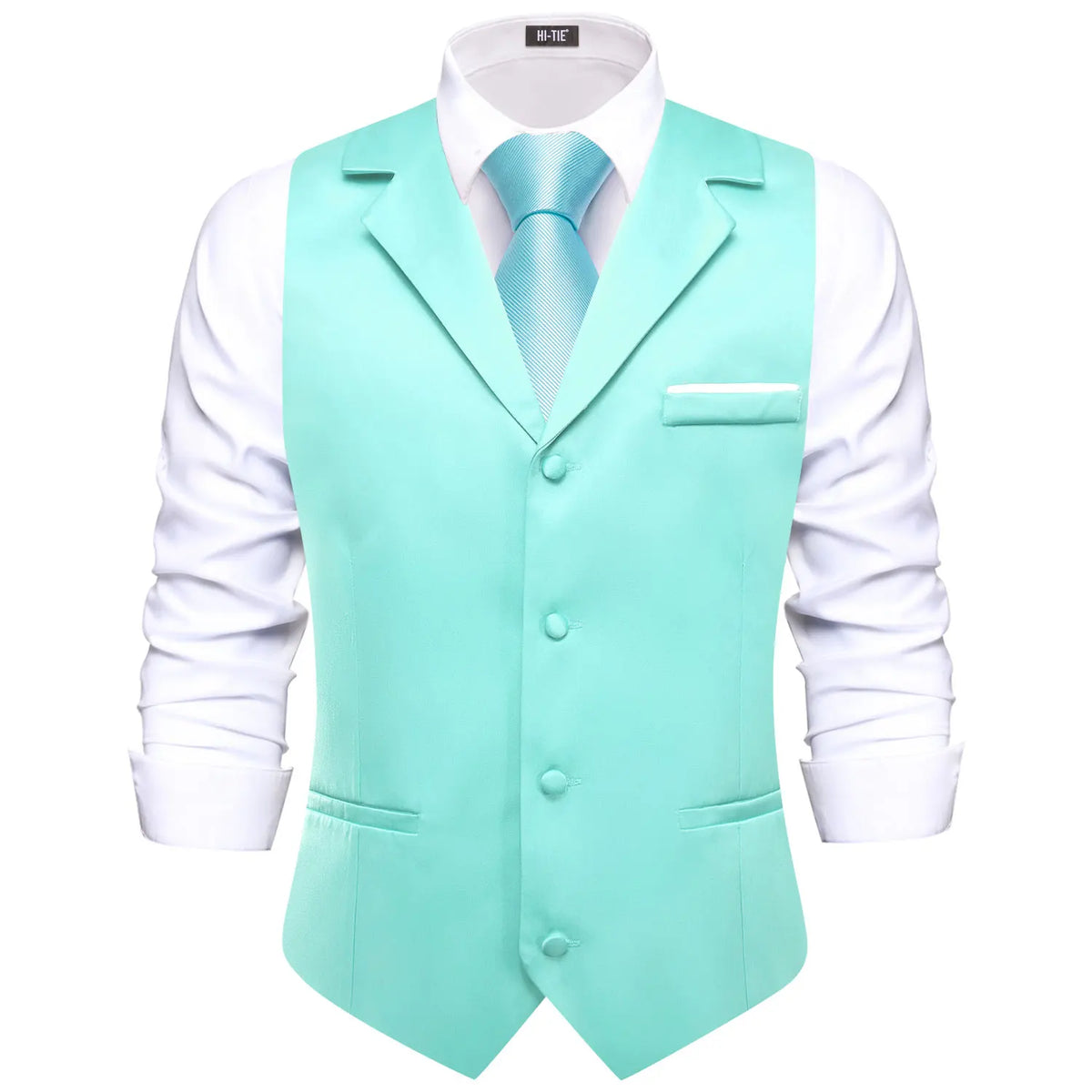 Men's Vest with Tie Jacquard V-Neck Waistcoat for Casual Business and Party Occasions – Champagne