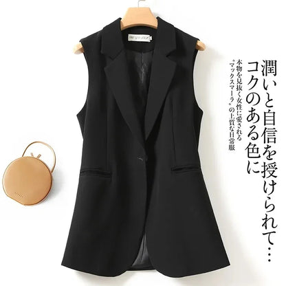 New Fashion Korean Women Vest Spring Autumn Suit Vest Sleeveless Jacket Cardigan Slim Fit Waistcoat High Quality Office Clothing