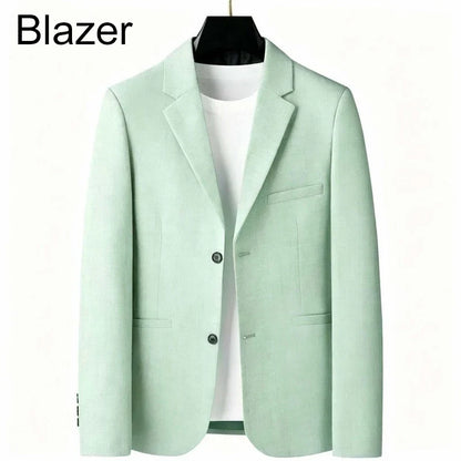 KIDWHXR Man Suit Coat Korean Solid Color Single-breasted Male Blazer Slim Long Sleeve Breathable Business Casual Men Outerwear
